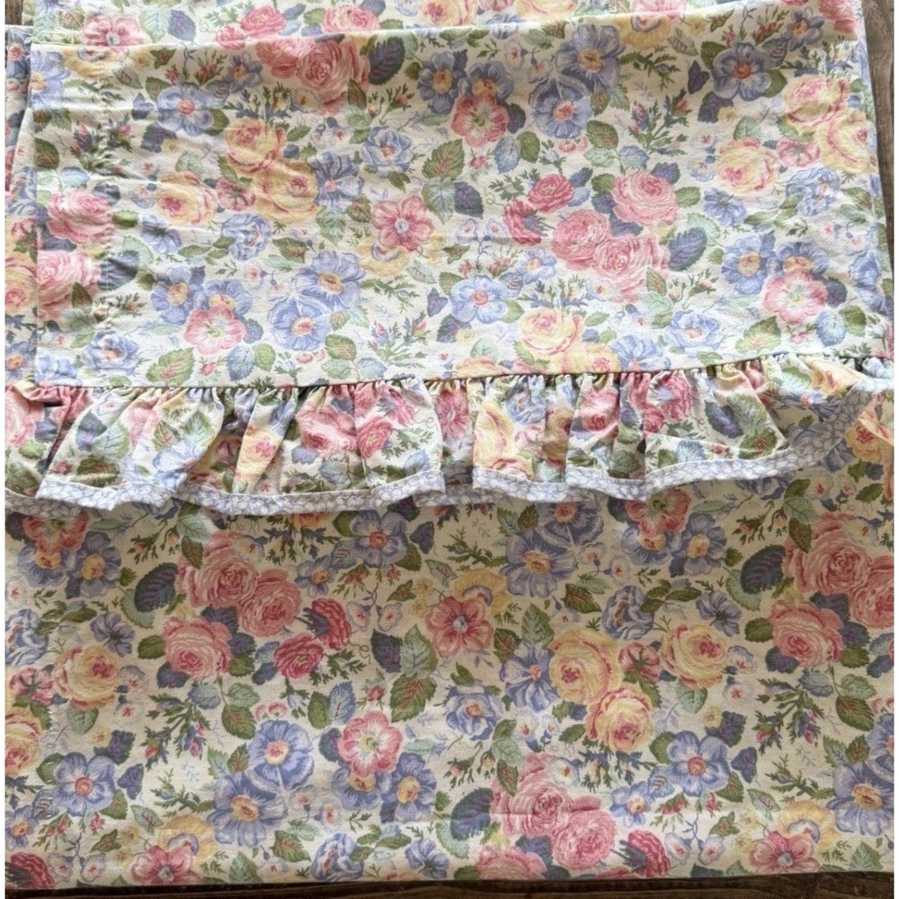 Vintage Laura Ashley Shower Curtain Floral 3 Pc Valance Cottagecore Shabby USA
